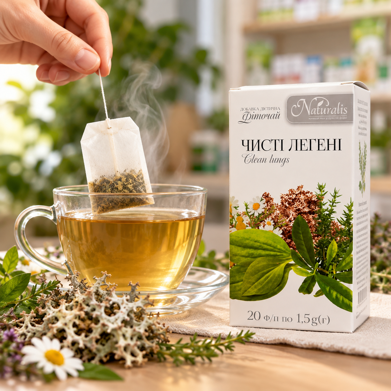 Фіточай Чисті легені Naturalis з ісландським мохом — приготування трав’яного чаю