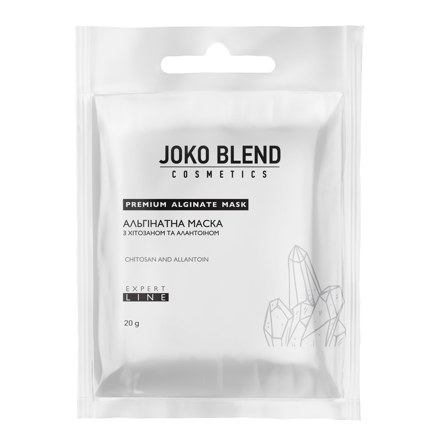 Купуєте альгінатну маску в економній упаковці 20 г TM Joko з хітозаном, колагеном, алантоїном для шкіри 35+. Забезпечує тонус шкіри та глибоке зволоження
